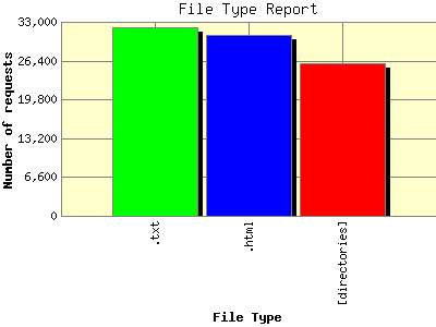 File Type Report: Number of requests by File Type.
